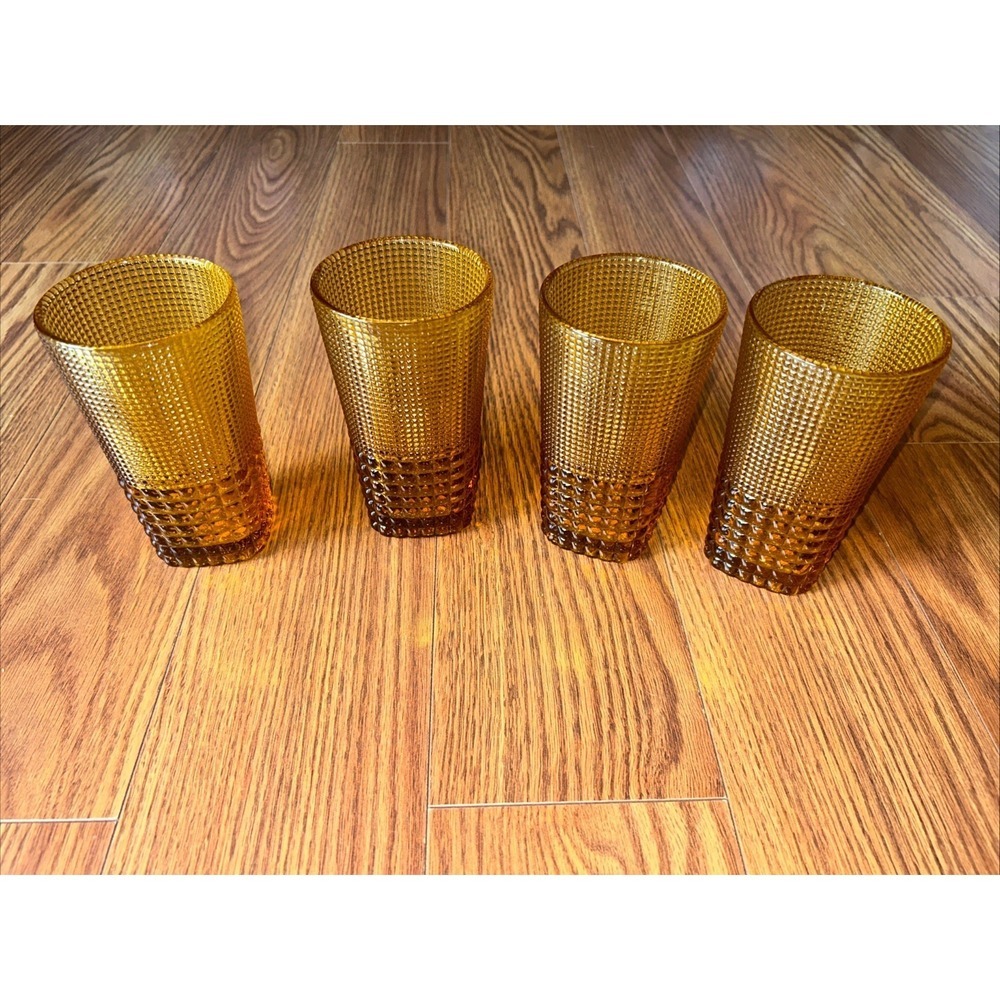 Set Of 4 Fortessa MALCOLM Amber Iced Beverage‎ Cocktail Glass 15oz.